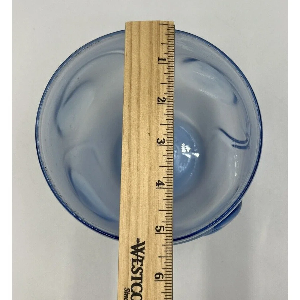 Signed David Hartman Studio Art Glass Bowl Blue Transition Milky Swirl Hand Blow